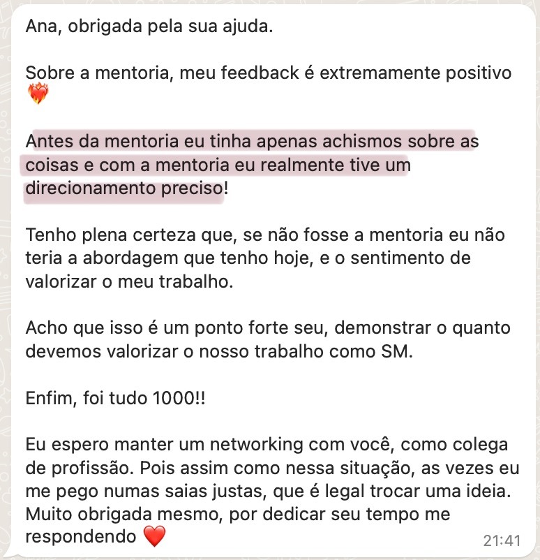 Depoimento mentorada
